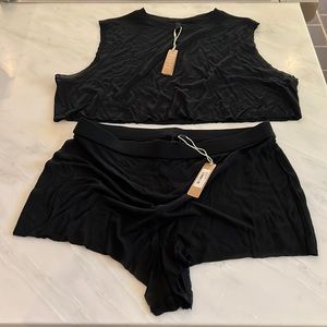 Skims black/onyx sheet pajama shirt set ( sz X-S)